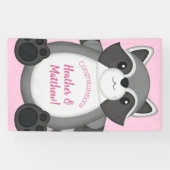 Raccoon Baby shower Roze Spandoek (Horizontaal)