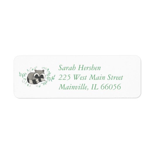 Raccoon Baby shower Woodland Animals Etiket (Voorkant)