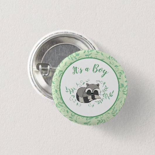 Raccoon Baby shower Woodland Animals Ronde Button 3,2 Cm (Voorkant /achterkant)