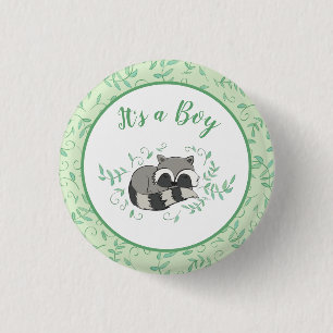 Raccoon Baby shower Woodland Animals Ronde Button 3,2 Cm