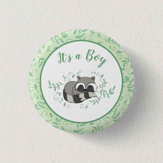 Raccoon Baby shower Woodland Animals Ronde Button 3,2 Cm (Voorkant)