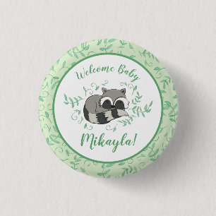 Raccoon Baby shower Woodland Animals Ronde Button 3,2 Cm