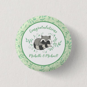 Raccoon Baby shower Woodland Animals Ronde Button 3,2 Cm