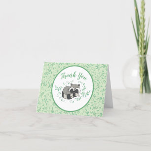 Raccoon Baby shower Woodland Cute Slaping Bedankkaart