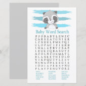 Raccoon Baby shower Word Search Game (Voorkant / Achterkant)