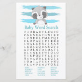 Raccoon Baby shower Word Search Game (Voorkant)