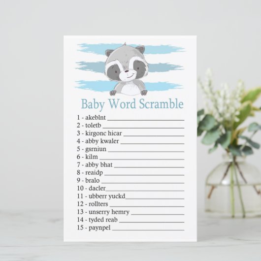 Raccoon Baby word scramble game (Staand voorkant)