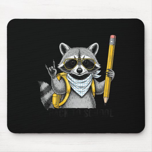 Raccoon Back To School Funny For Teacher Boy Girl Muismat (Voorkant)