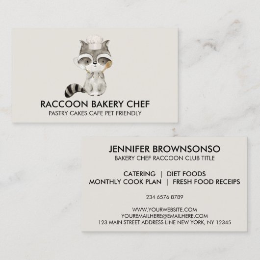 Raccoon Bakery Visitekaartje (Voorkant / Achterkant)