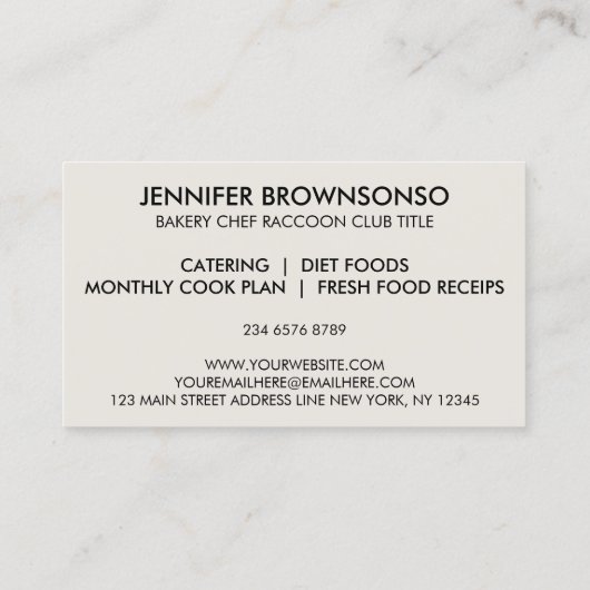 Raccoon Bakery Visitekaartje (Achterkant)