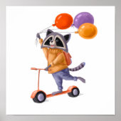 Raccoon-ballonnen afdrukken | Raccoon Wall Print (Voorkant)