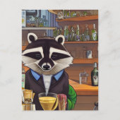 Raccoon Bartender Briefkaart (Voorkant)