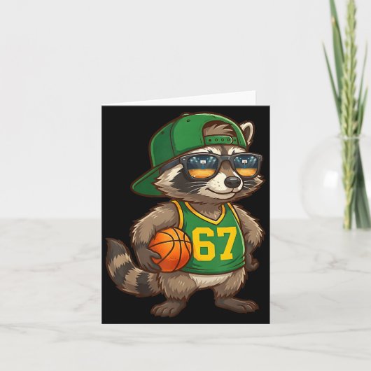 Raccoon Basketball 67 Gen Alpha Slang Srts Men Boy Kaart (Voorkant)