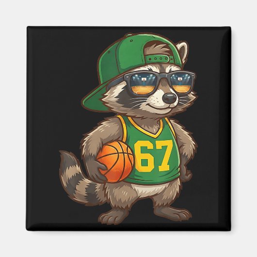 Raccoon Basketball 67 Gen Alpha Slang Srts Men Boy Magneet (Voorkant)