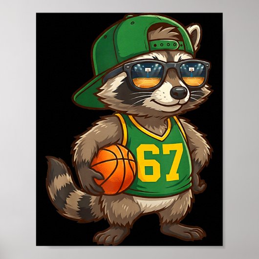 Raccoon Basketball 67 Gen Alpha Slang Srts Men Boy Poster (Voorkant)