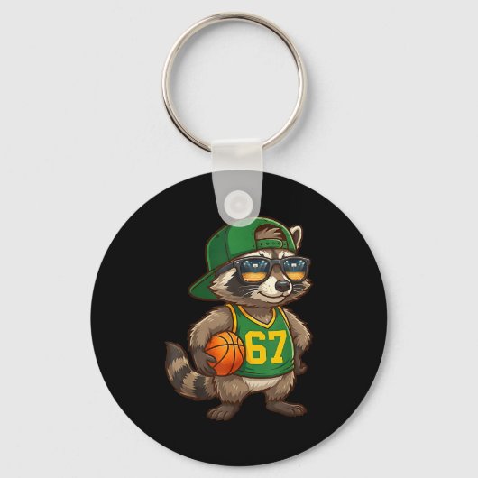 Raccoon Basketball 67 Gen Alpha Slang Srts Men Boy Sleutelhanger (Voorkant)