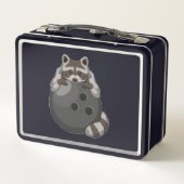 Raccoon bij Bowling met Bowling ball (Achterkant)