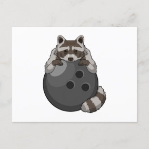 Raccoon bij Bowling met Bowling ball Briefkaart