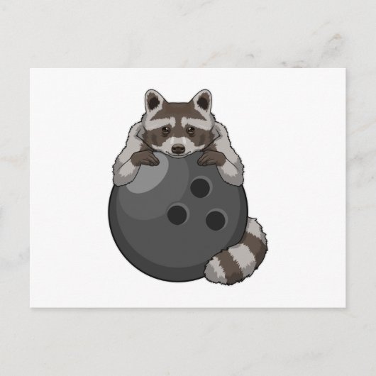 Raccoon bij Bowling met Bowling ball Briefkaart (Voorkant)