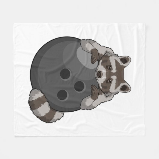 Raccoon bij Bowling met Bowling ball Fleece Deken (Voorkant (Horizontaal))