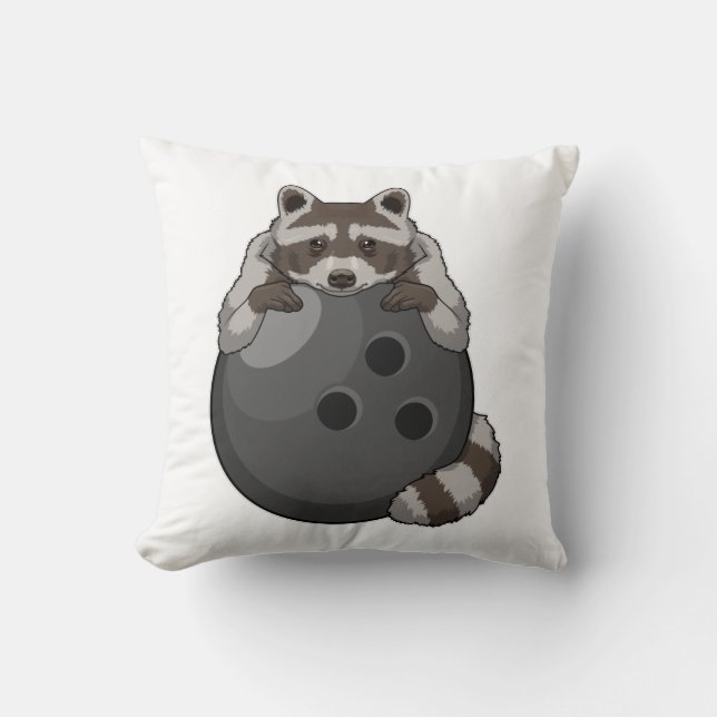 Raccoon bij Bowling met Bowling ball Kussen (Voorkant)