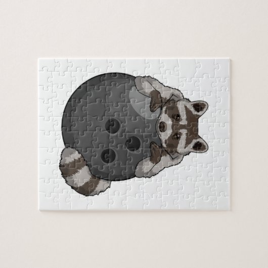 Raccoon bij Bowling met Bowling ball Legpuzzel (Horizontaal)