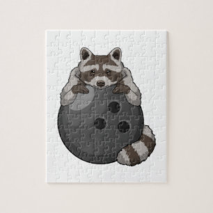 Raccoon bij Bowling met Bowling ball Legpuzzel