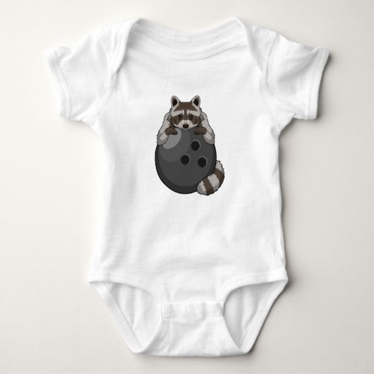 Raccoon bij Bowling met Bowling ball Romper (Voorkant)