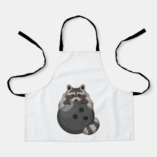 Raccoon bij Bowling met Bowling ball Schort (Voorkant)