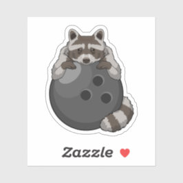 Raccoon bij Bowling met Bowling ball Sticker