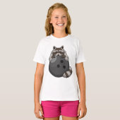 Raccoon bij Bowling met Bowling ball T-shirt (Voorkant volledig)