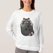 Raccoon bij Bowling met Bowling ball T-shirt (Voorkant)