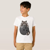 Raccoon bij Bowling met Bowling ball T-shirt (Voorkant volledig)