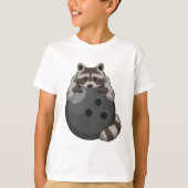 Raccoon bij Bowling met Bowling ball T-shirt (Voorkant)