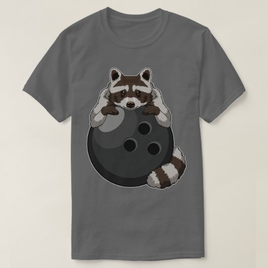 Raccoon bij Bowling met Bowling ball T-shirt (Design voorkant)