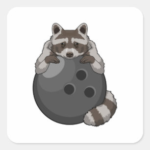 Raccoon bij Bowling met Bowling ball Vierkante Sticker