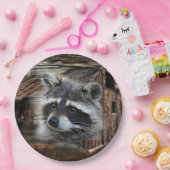 Raccoon bij de oude schuur papieren bordje (Feest)