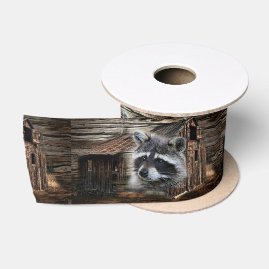 Raccoon bij de oude schuur satijnen lint (Spoel)