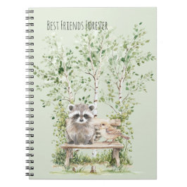 Raccoon Bird Bench Best Friends Forever Birch Tree Notitieboek