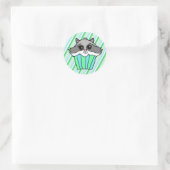 Raccoon Birthday Cupcake Ronde Sticker (Tas)