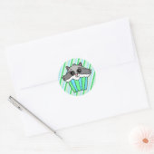 Raccoon Birthday Cupcake Ronde Sticker (Envelop)