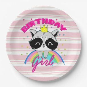 Raccoon Birthday Girl Animal Party Raccoon Lovers Papieren Bordje