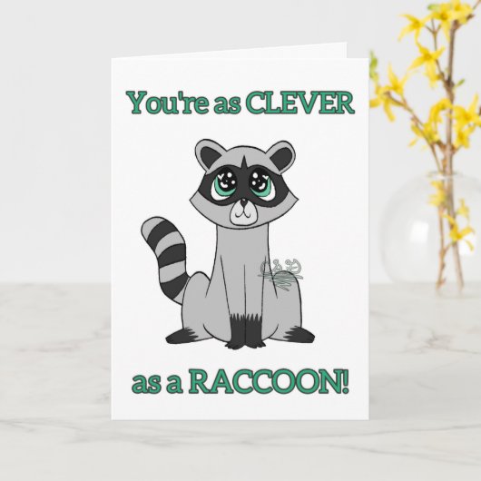 Raccoon Birthday Kaart (Gele Bloem)