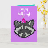 Raccoon Birthday-kaart Kaart (Gele Bloem)