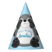 Raccoon Birthday Party Blue Feesthoedjes (Voorkant)