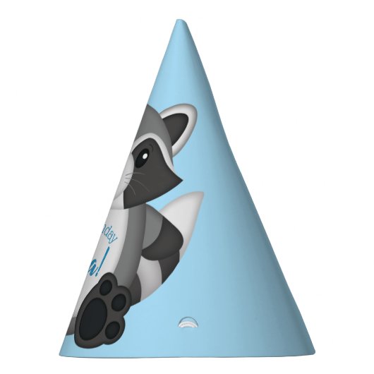 Raccoon Birthday Party Blue Feesthoedjes (Rechts)