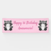 Raccoon Birthday Party Pink Spandoek (Horizontaal)