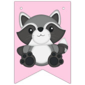 Raccoon Birthday Party Pink Vlaggetjes (Eerste vlag)