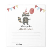 Raccoon birthday time capsule message notitieblok (Voorkant)