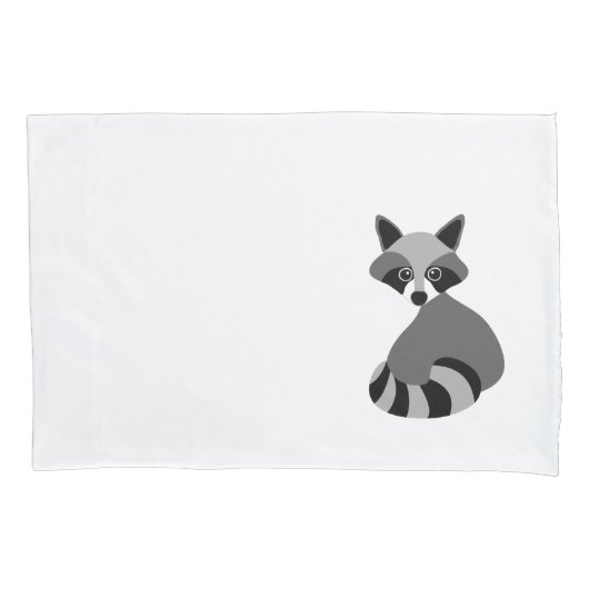Raccoon Black en White Illustration Kussensloop (Voorkant)